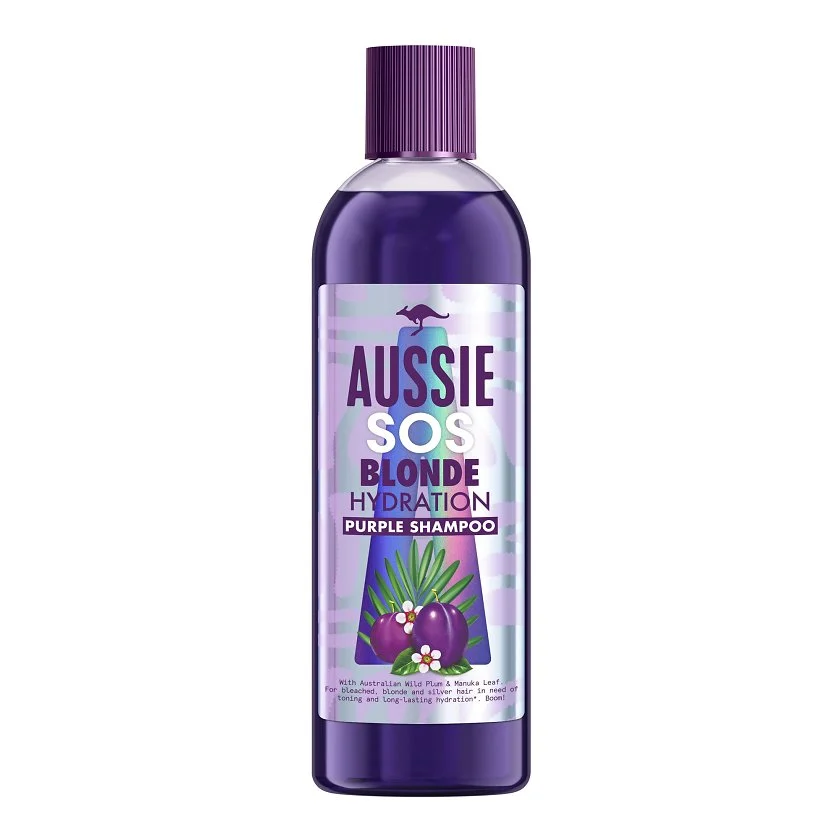 AUSSIE SOS Bonde Hydration lilla šampoon blondidele juustele 290ml